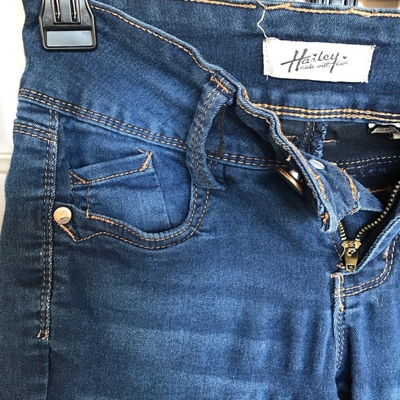 Harley Made With Love Jeans Junior Sz00 Dark Wash Skinny 5 Pocket Style - Picture 5 of 9